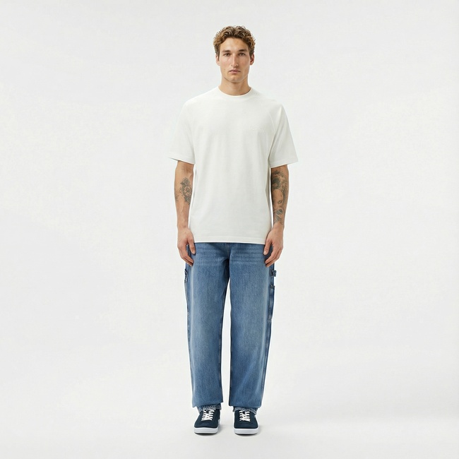  Lacoste Erkek Oversize Fit Bisiklet Yaka Beyaz T-Shirt