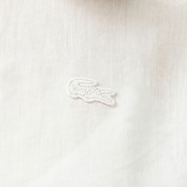  Lacoste Kadın Relaxed Fit Keten Beyaz Gömlek