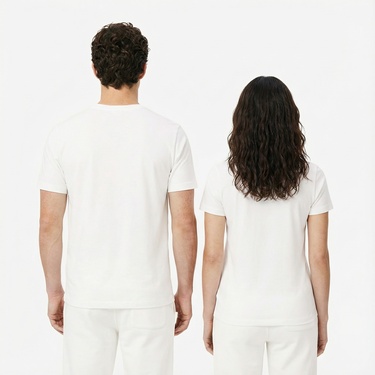  Lacoste Unisex Loose Fit Bisiklet Yaka Beyaz T-Shirt