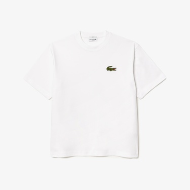  Lacoste Unisex Loose Fit Bisiklet Yaka Beyaz T-Shirt