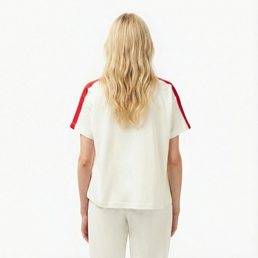  Lacoste Kadın Bisiklet Yaka Beyaz T-Shirt