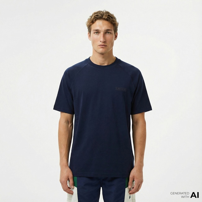  Lacoste Erkek Oversize Fit Bisiklet Yaka Lacivert T-Shirt