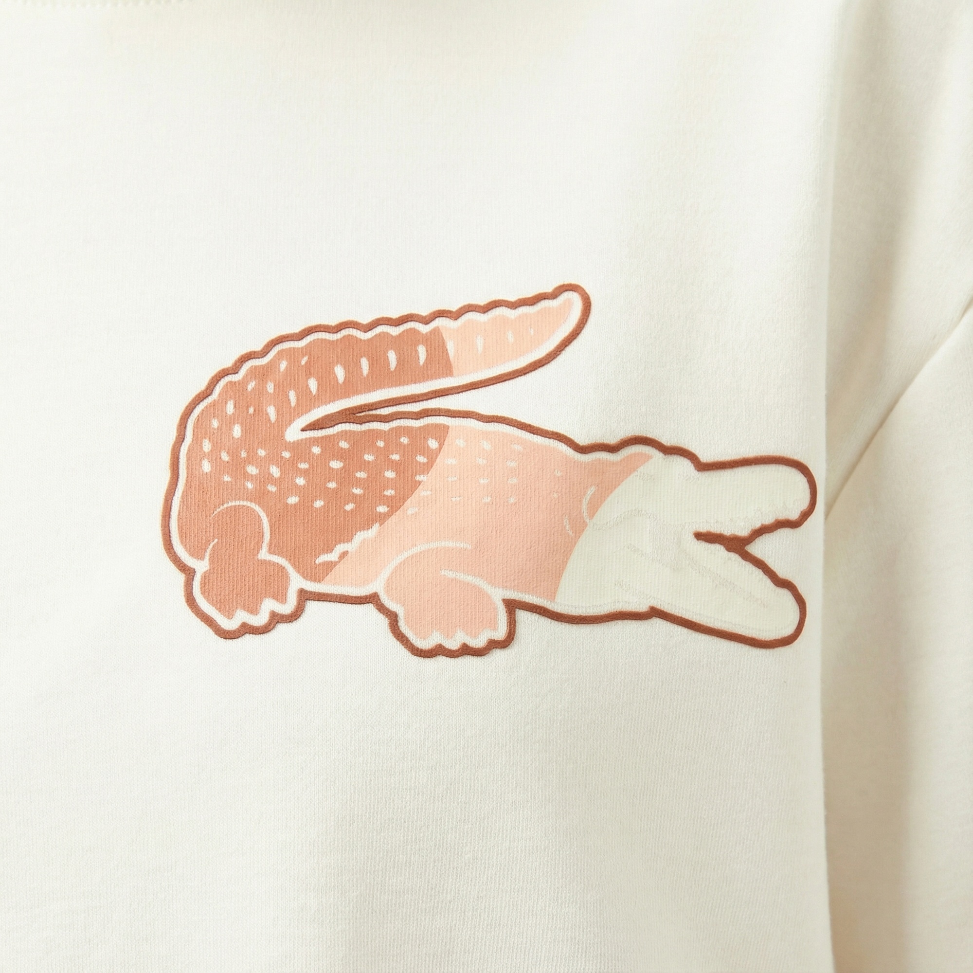 Lacoste Kadın Bisiklet Yaka Baskılı Beyaz T-Shirt