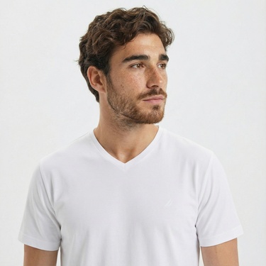  Nautica Erkek Beyaz Standart Fit T-Shirt