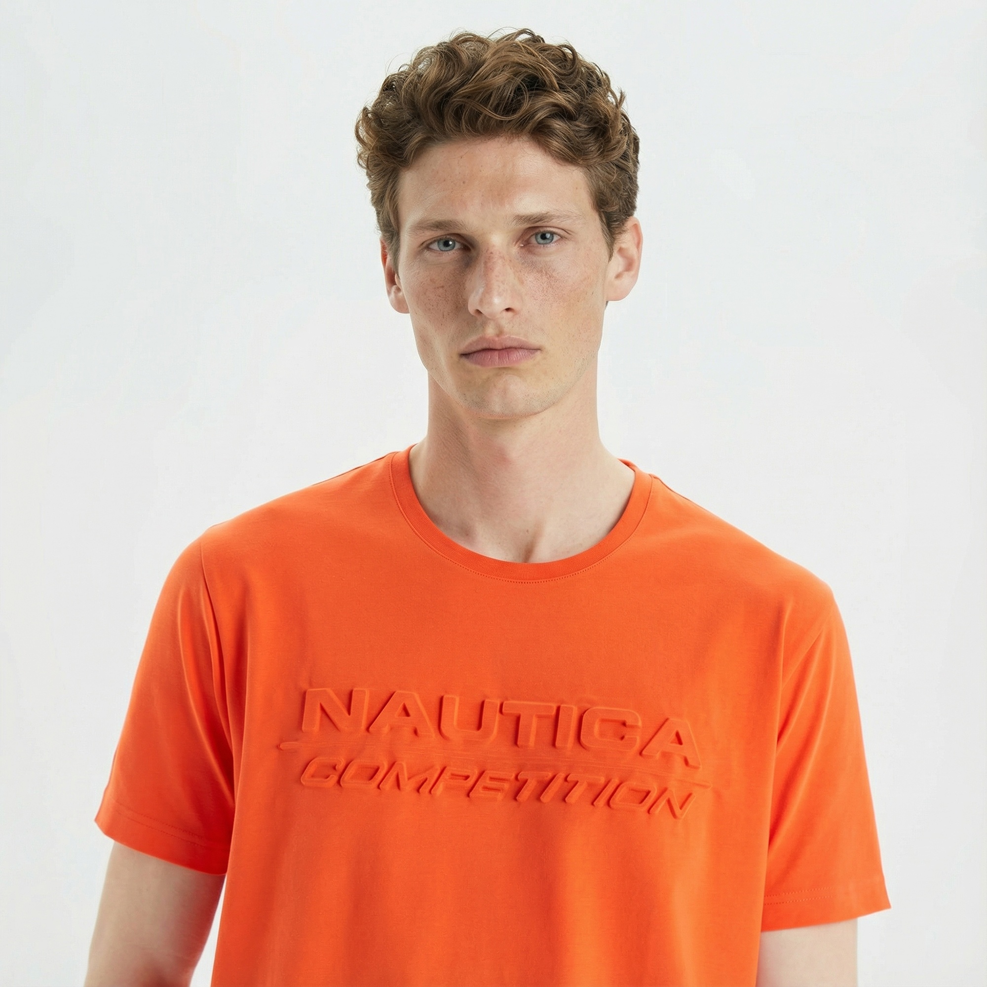 Nautica Erkek Turuncu Standart Fit Baskılı T-Shirt