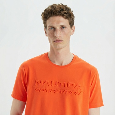  Nautica Erkek Turuncu Standart Fit Baskılı T-Shirt