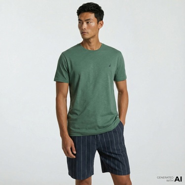  Nautica Erkek Yeşil Standart Fit T-Shirt