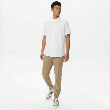  Nautica Erkek Beyaz Classic Fit Kısa Kollu Gömlek