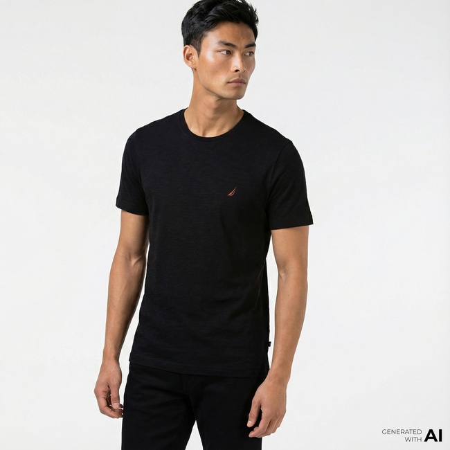  Nautica Erkek Siyah Standart Fit T-Shirt