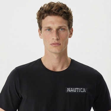  Nautica Erkek Siyah Baskılı Standart Fit T-Shirt