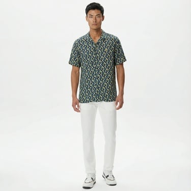  Nautica Erkek Lacivert Classic Fit Kısa Kollu Gömlek