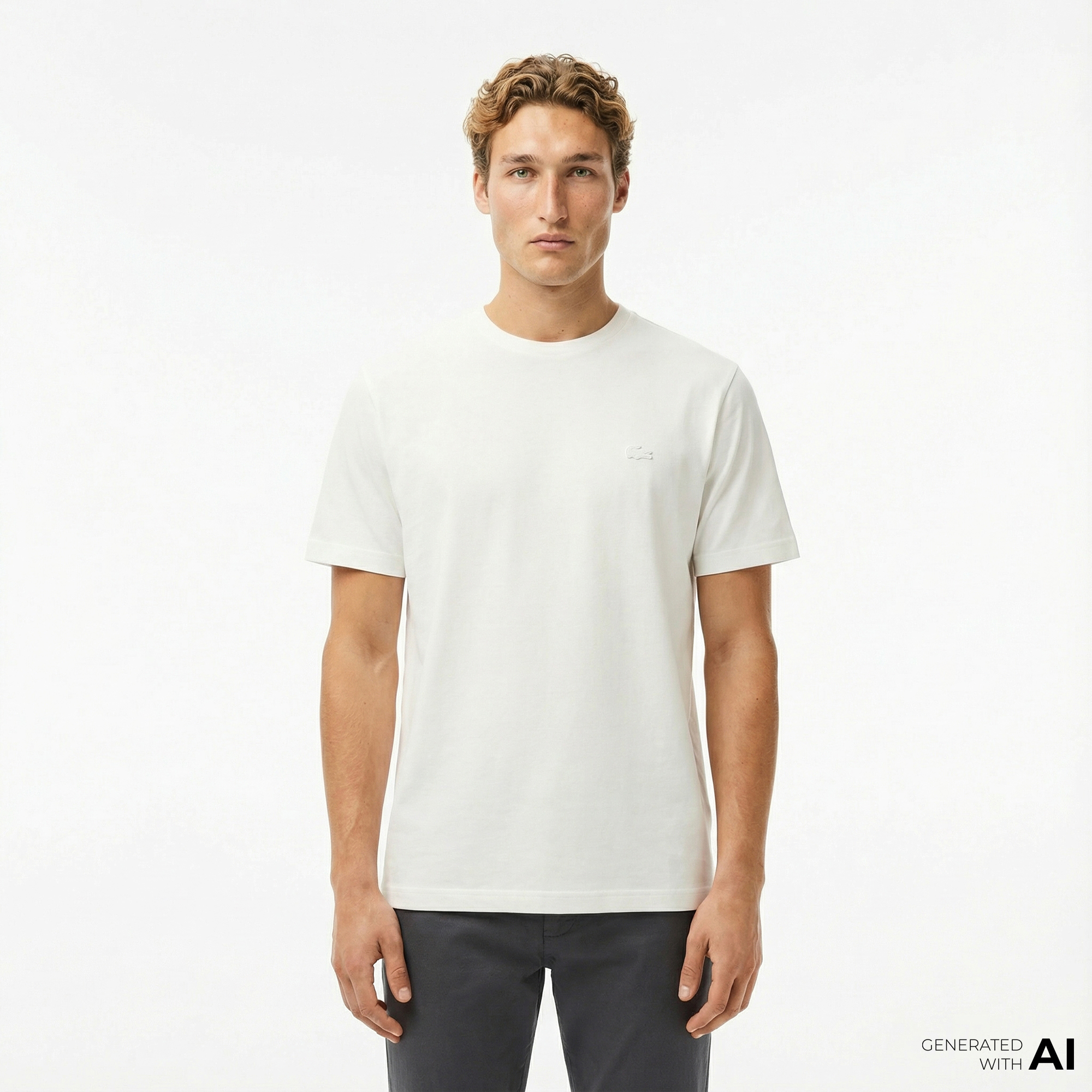  Lacoste Erkek Relaxed Fit Bisiklet Yaka Beyaz T-Shirt
