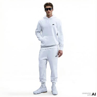  Nike Club Pullover Fleece Erkek Beyaz Hoodie