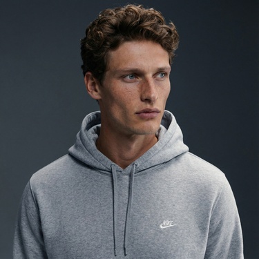  Nike Club Pullover Fleece Erkek Gri Hoodie