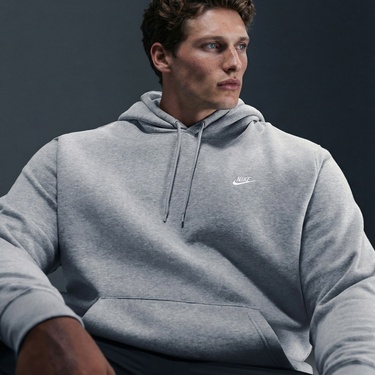  Nike Club Pullover Fleece Erkek Gri Hoodie