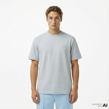  Lacoste Erkek Relaxed Fit Bisiklet Yaka Gri T-Shirt