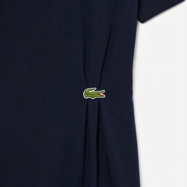  Lacoste Kadın Regular Fit Kısa Kollu Bisiklet Yaka Lacivert Elbise