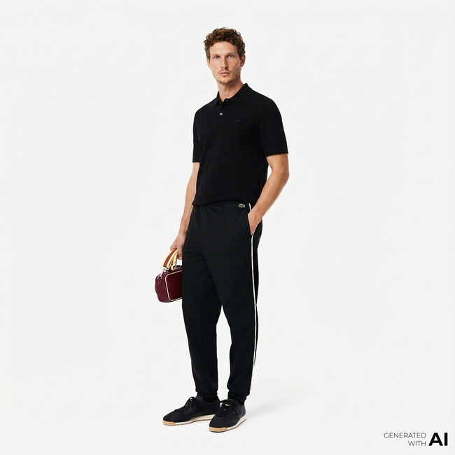  Lacoste Erkek Tapered Fit Siyah Eşofman Altı