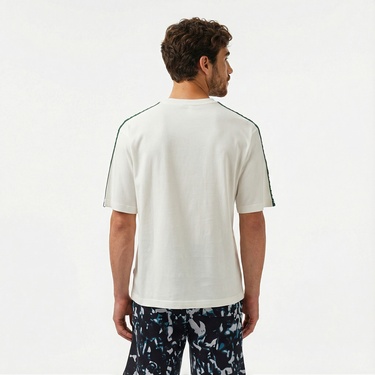  Lacoste Erkek Relaxed Fit Bisiklet Yaka Baskılı Beyaz T-Shirt
