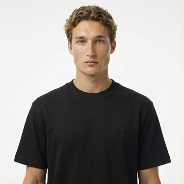  Lacoste Erkek Relaxed Fit Bisiklet Yaka Siyah T-Shirt