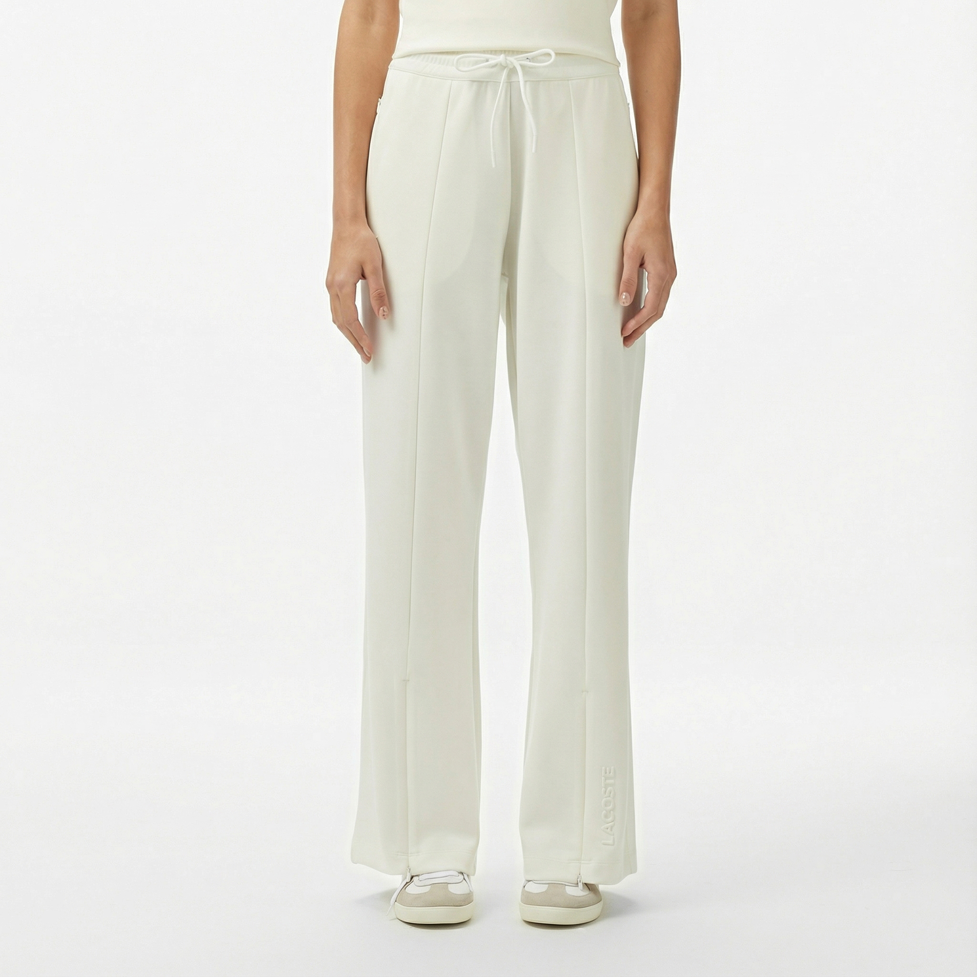  Lacoste Kadın Loose Fit Beyaz Eşofman Altı