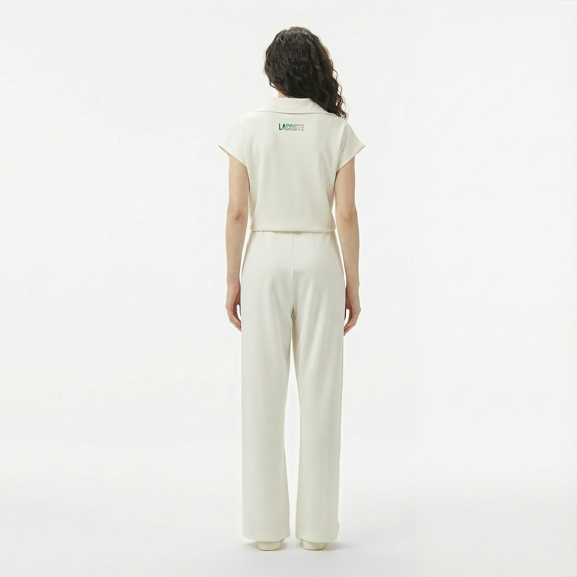  Lacoste Kadın Loose Fit Beyaz Eşofman Altı