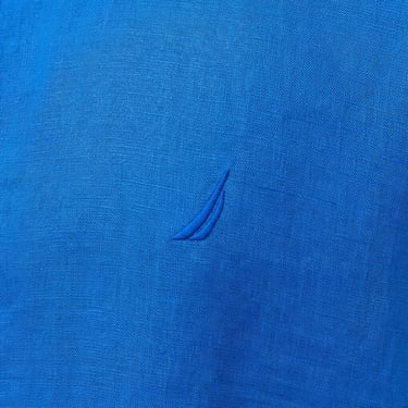  Nautica Erkek Mavi Classic Fit Keten Gömlek