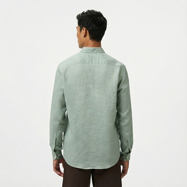  Nautica Erkek Yeşil Classic Fit Keten Gömlek