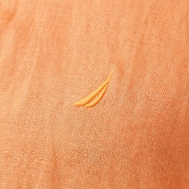  Nautica Erkek Turuncu Classic Fit Keten Gömlek