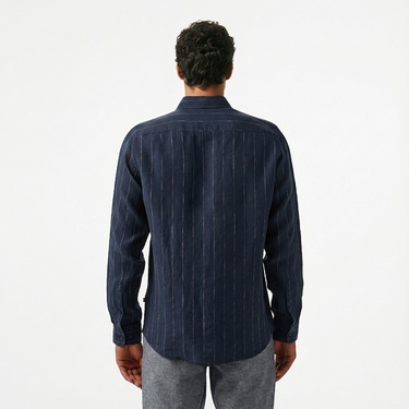  Nautica Erkek Lacivert Classic Fit Çizgili Gömlek