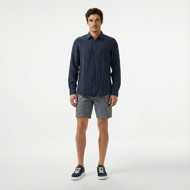  Nautica Erkek Lacivert Classic Fit Çizgili Gömlek