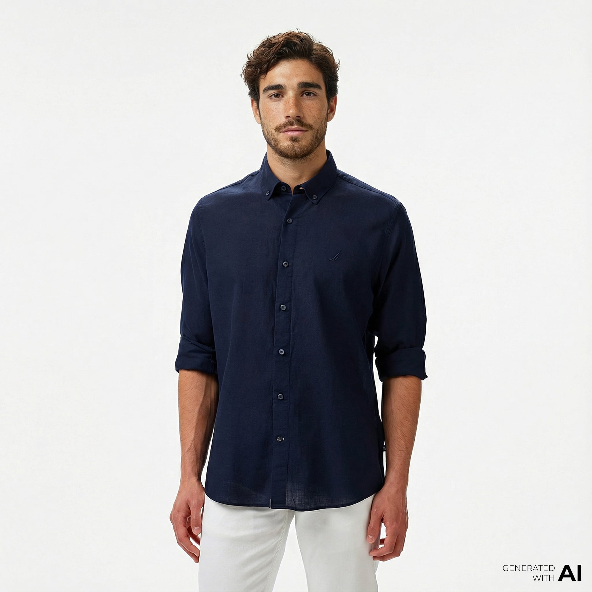  Nautica Erkek Lacivert Classic Fit Gömlek