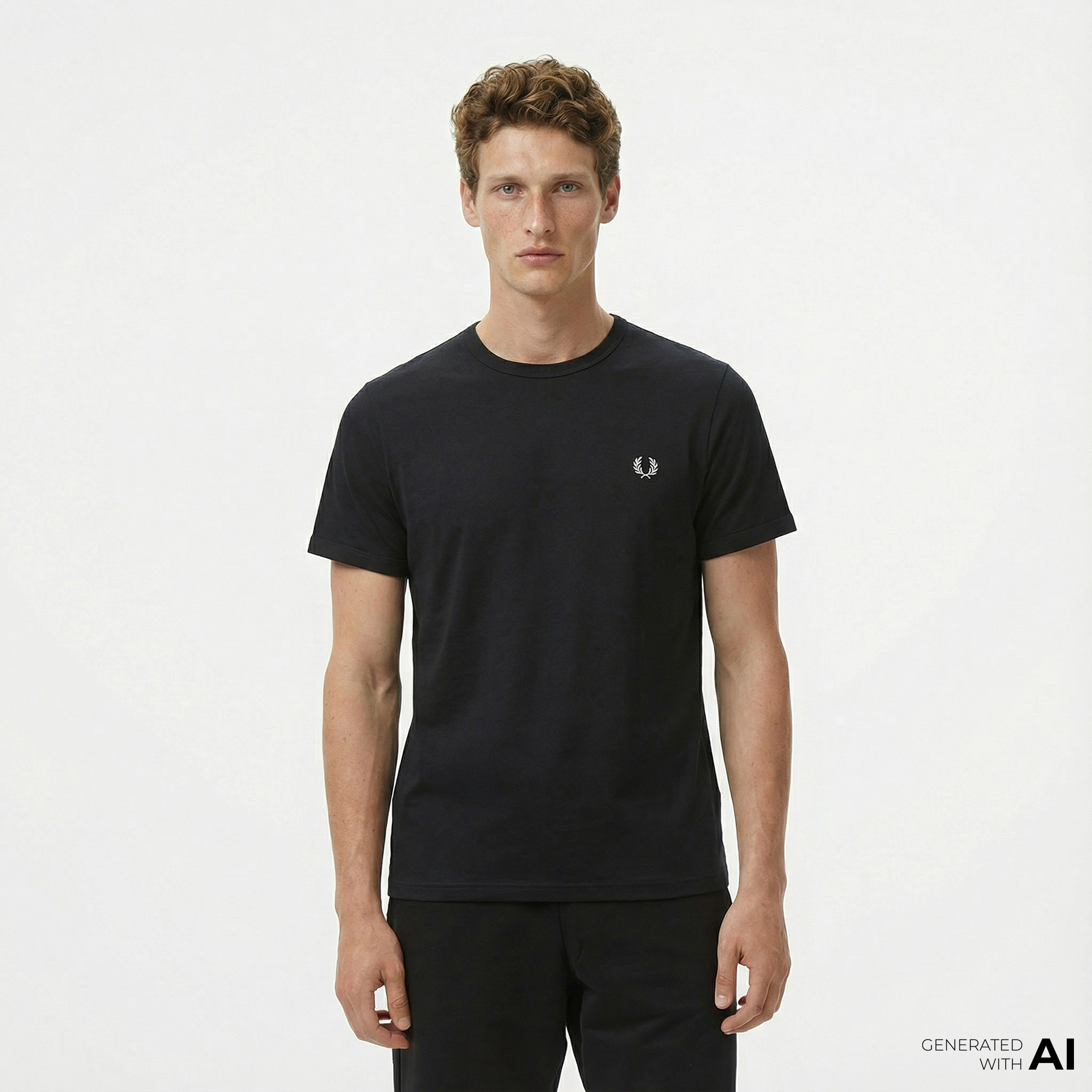  Fred Perry Ringer Erkek Siyah T-Shirt