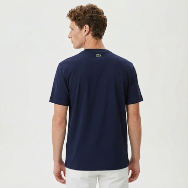  Lacoste Erkek Relaxed Fit Bisiklet Yaka Baskılı Lacivert T-Shirt