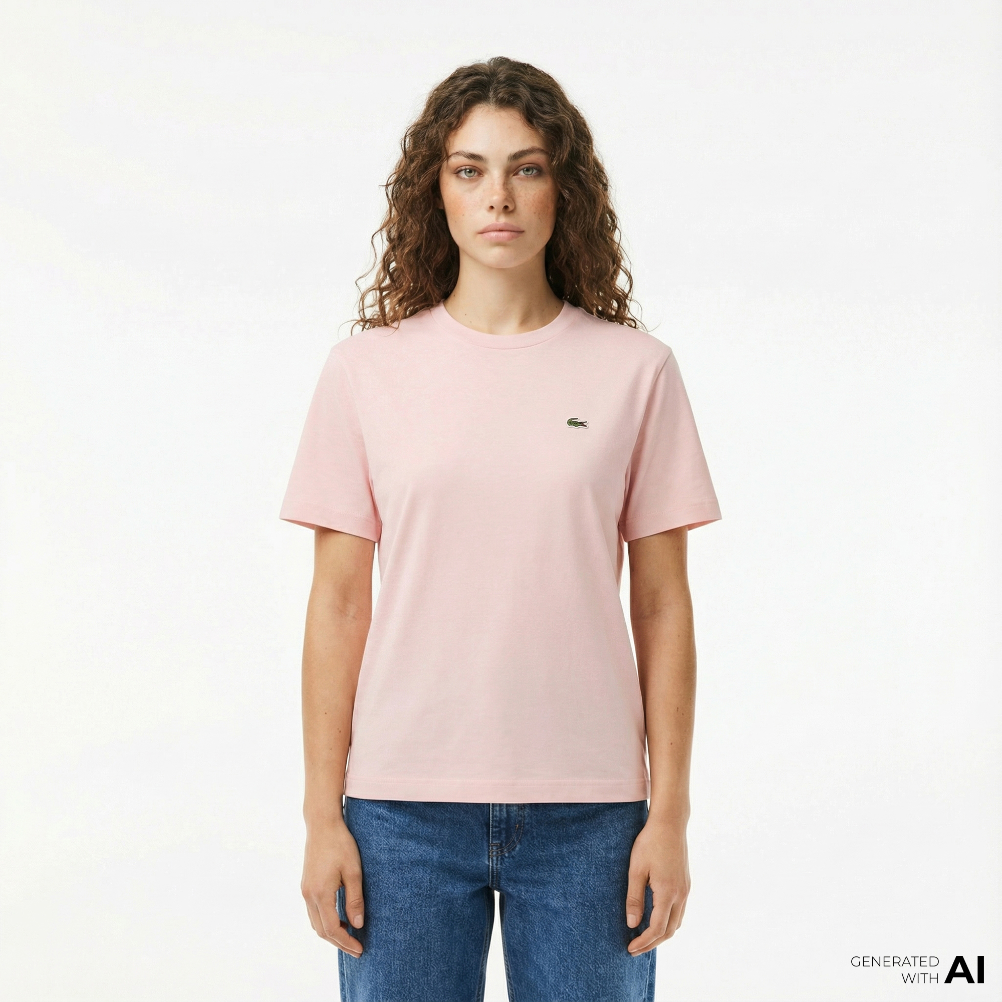  Lacoste Kadın Relaxed Fit Bisiklet Yaka Pembe T-Shirt