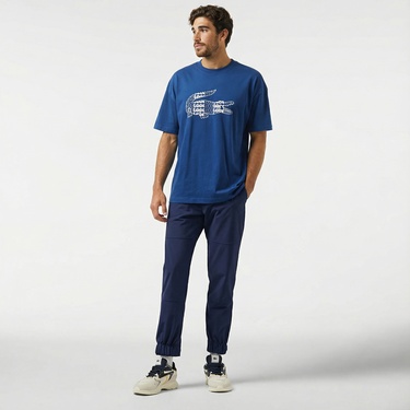  Lacoste Erkek Relaxed Fit Bisiklet Yaka Baskılı Lacivert T-Shirt