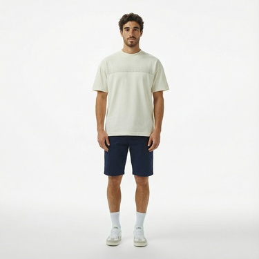 Lacoste Erkek Oversize Fit Bisiklet Yaka Baskılı Beyaz T-Shirt