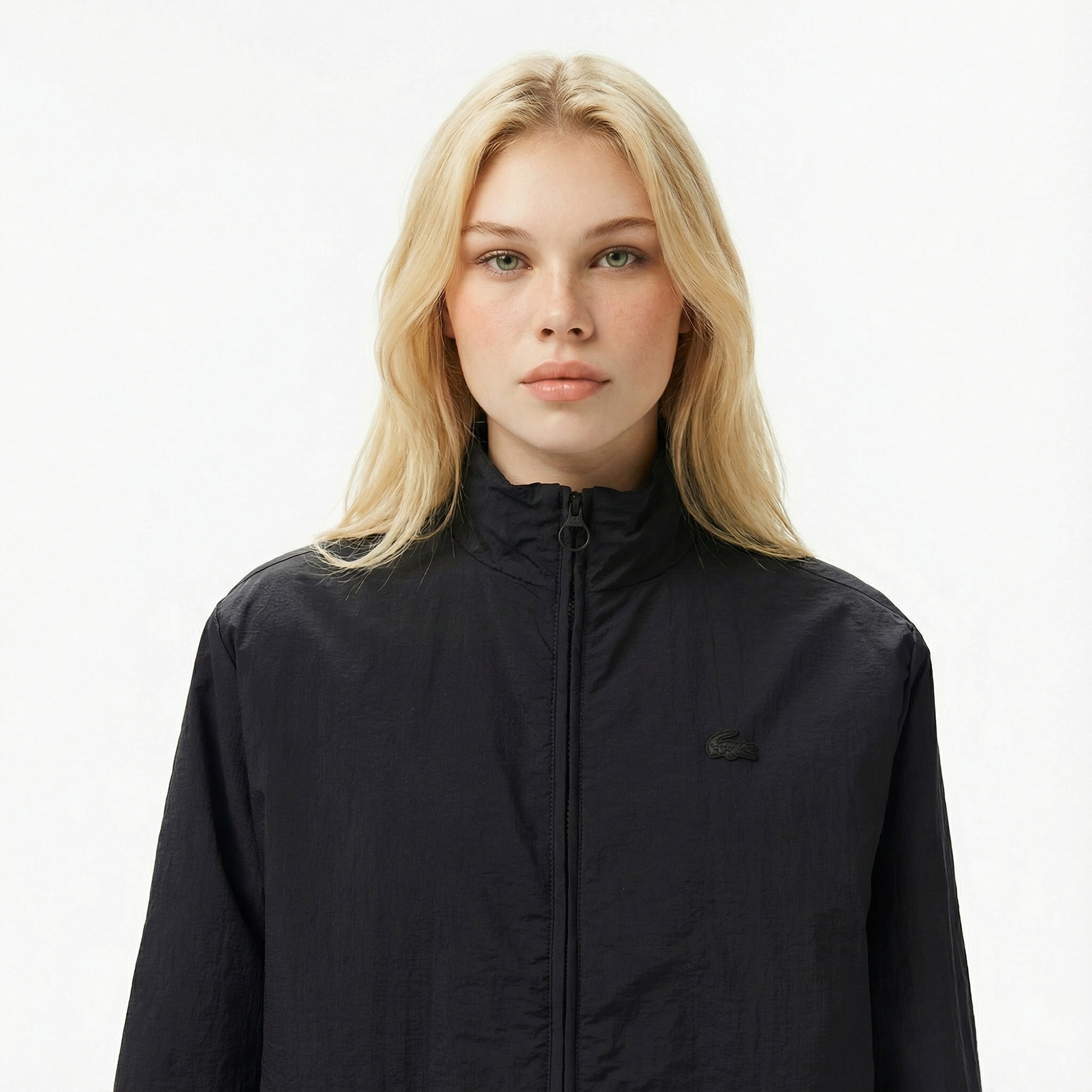 Lacoste Kadın Kapüşonlu Siyah Yağmurluk