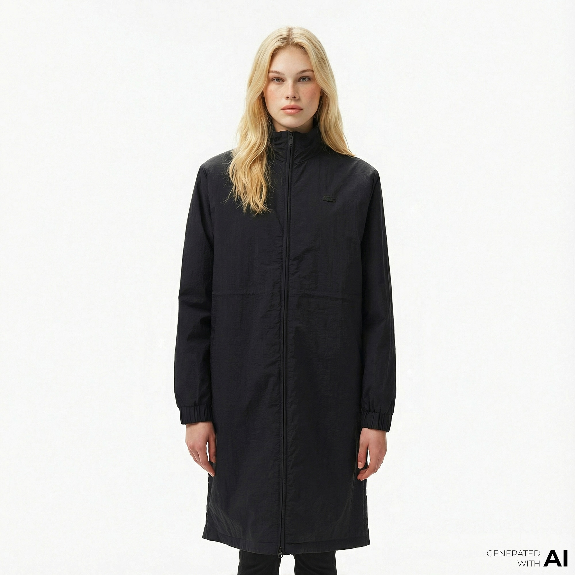 Lacoste Kadın Kapüşonlu Siyah Yağmurluk