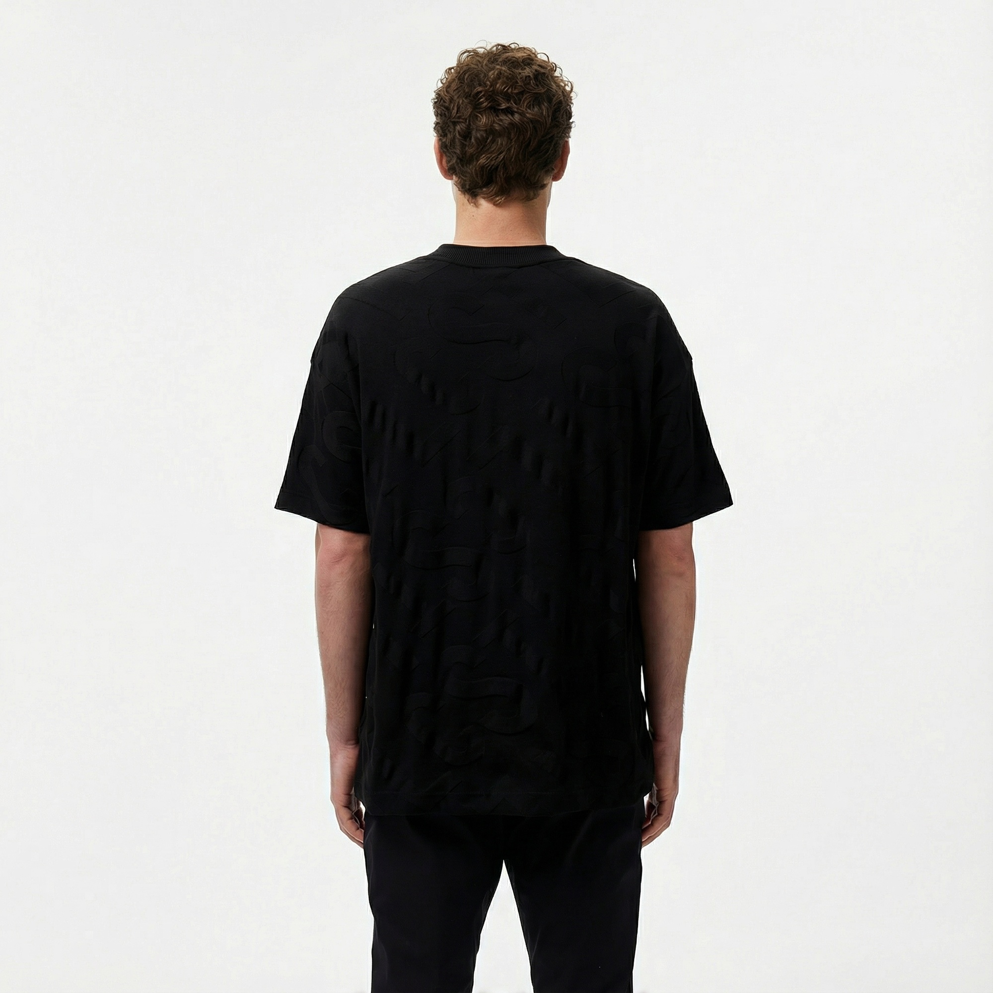 Lacoste Erkek Bisiklet Yaka Desenli Siyah T-Shirt