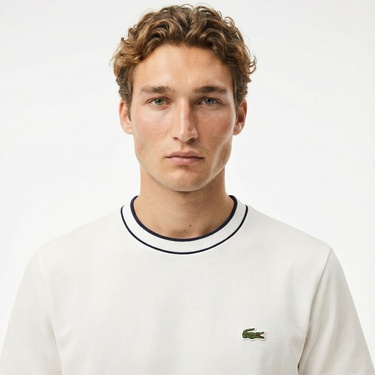  Lacoste Erkek Regular Fit Bisiklet Yaka Beyaz T-Shirt