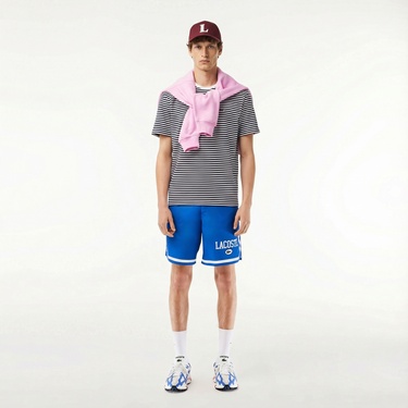  Lacoste Erkek Classic Fit Bisiklet Yaka Çizgili Beyaz T-Shirt