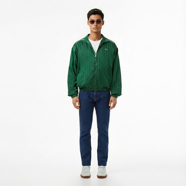  Lacoste Erkek Dik Yaka Monogram Yeşil Ceket