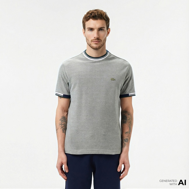  Lacoste Erkek Regular Fit Bisiklet Yaka Gri T-Shirt