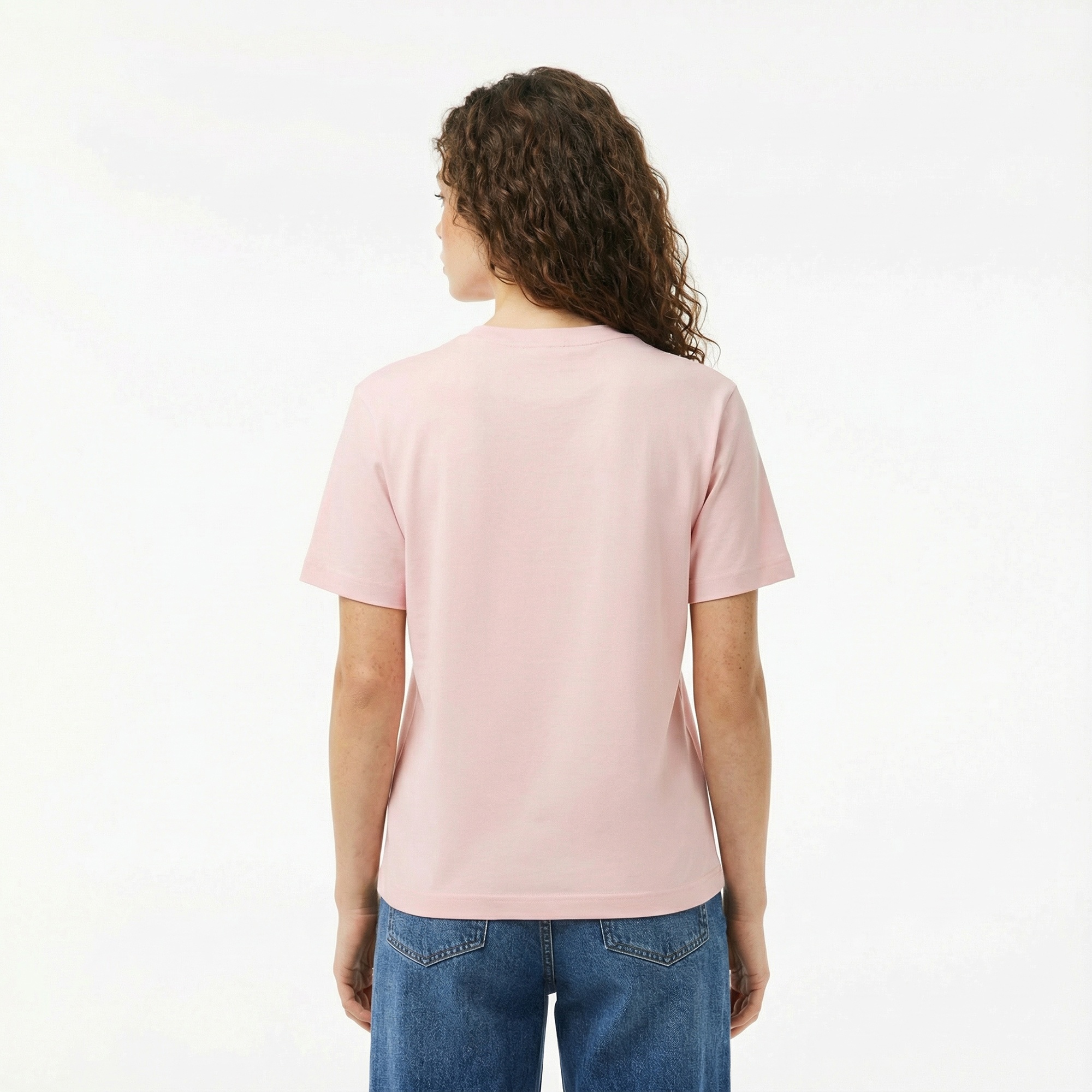 Lacoste Kadın Relaxed Fit Bisiklet Yaka Pembe T-Shirt