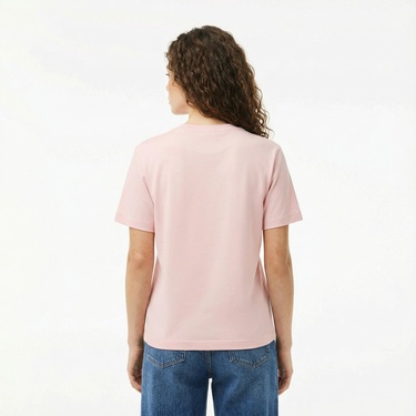  Lacoste Kadın Relaxed Fit Bisiklet Yaka Pembe T-Shirt