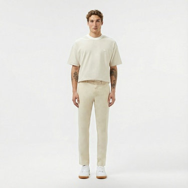  Lacoste Erkek Oversize Fit Bisiklet Yaka Krem T-Shirt