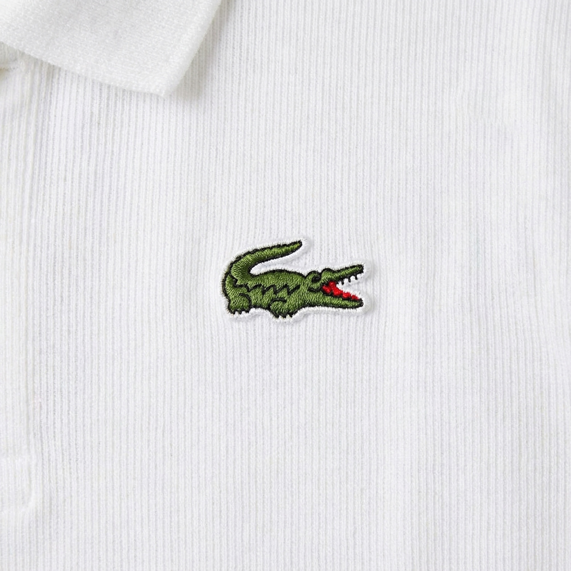 Lacoste Kadın Classic Fit Kısa Kollu Polo Yaka Renk Bloklu Beyaz Elbise