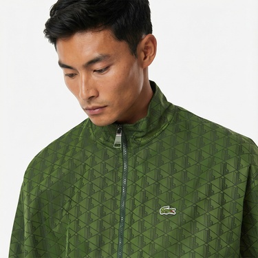  Lacoste Erkek Dik Yaka Monogram Yeşil Ceket