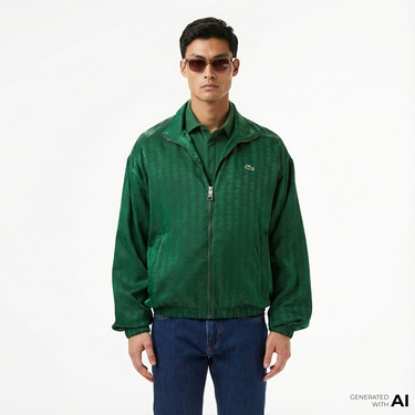  Lacoste Erkek Dik Yaka Monogram Yeşil Ceket